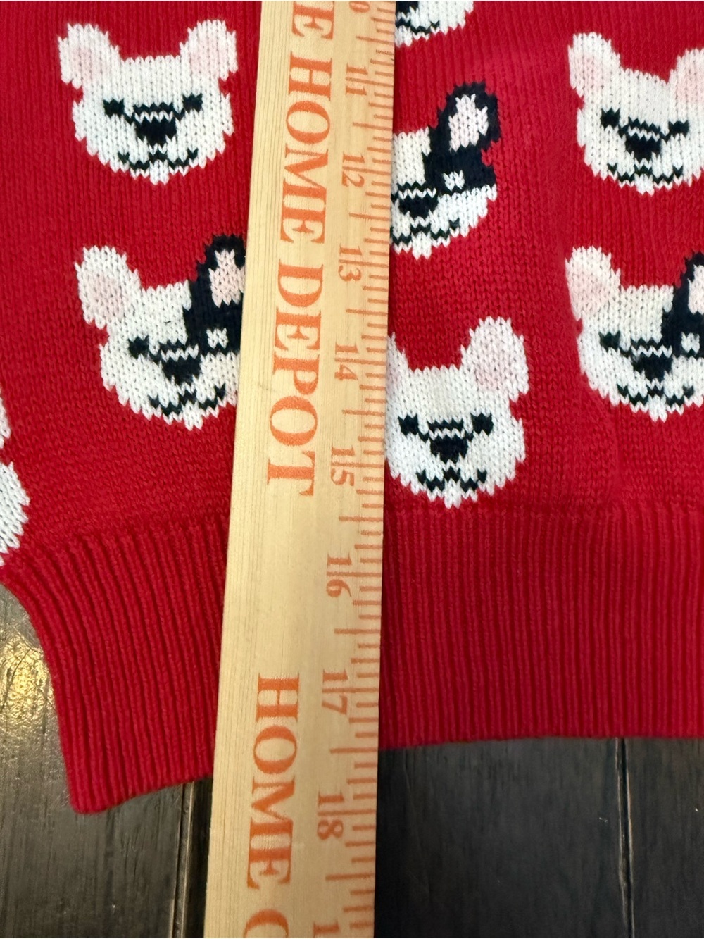 Frankie Red Knit Sweater with French Bulldog Motif. - Picture 5 of 5